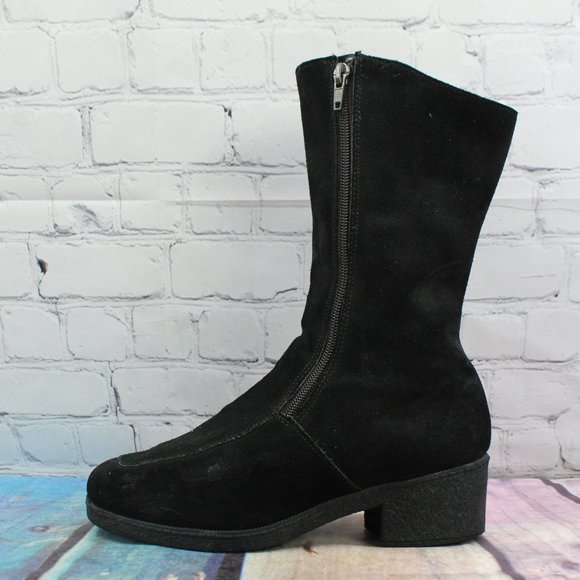 L.L. Bean Shoes - LL Bean Women's Black Suede Double Zipper Shearling Lined Boots Size 9 Inch